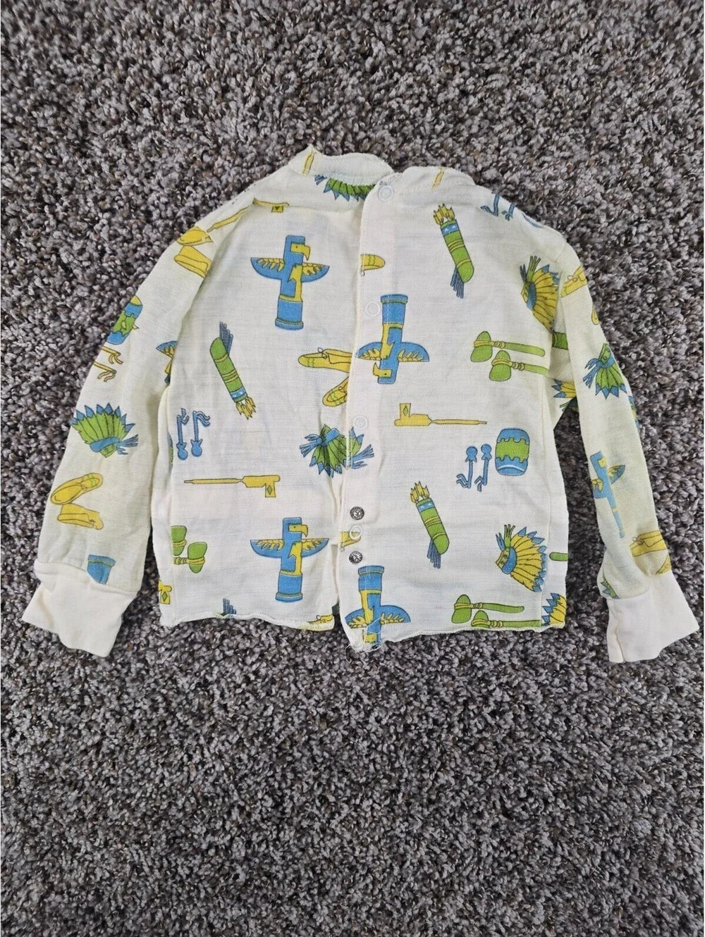 Vintage Retro Carters Boys Sz 4 Pajama Top Pants Set Native American Print